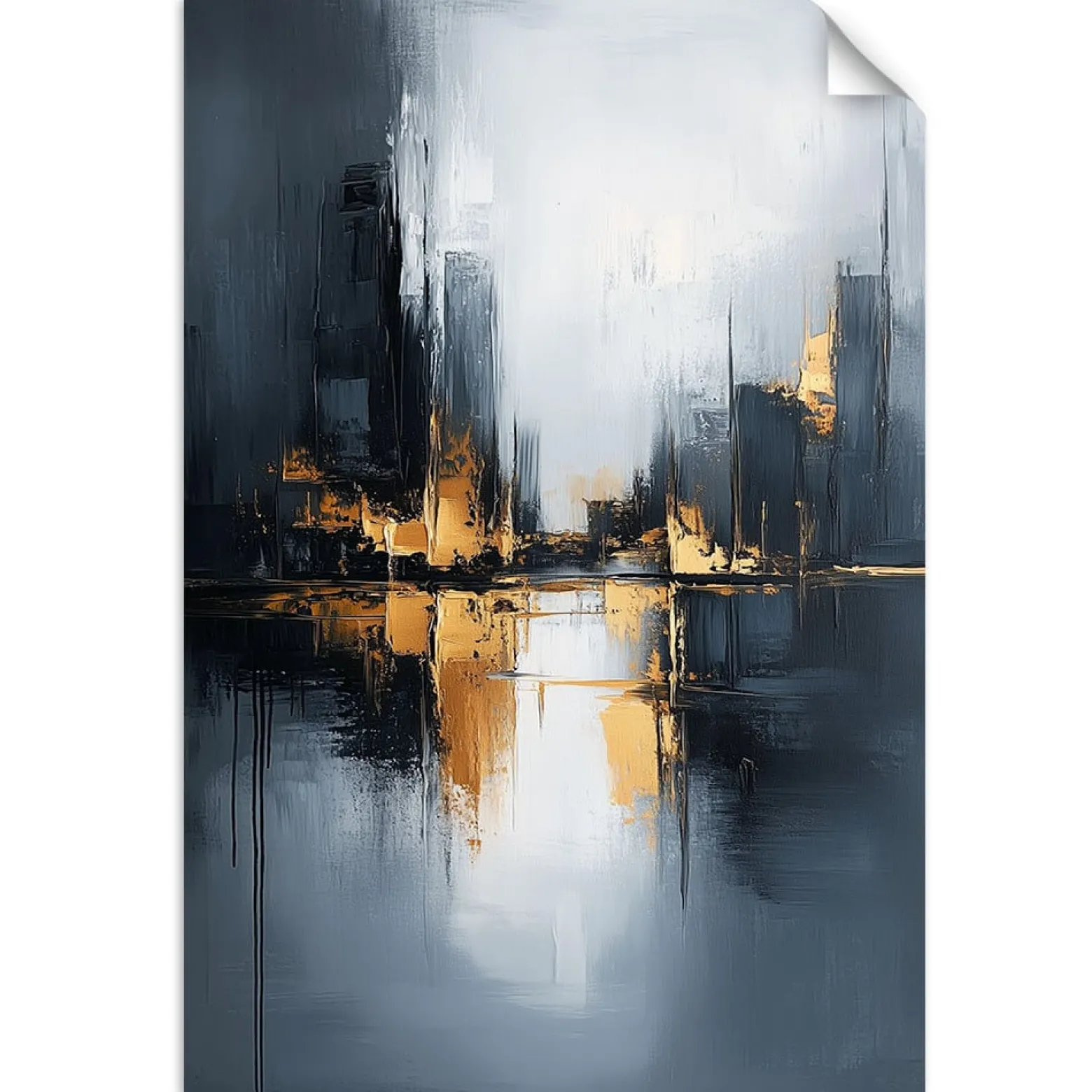 Plakat samoprzylepny do salonu Feeby Abstrakcja Złoty Szary Czarny 20x30