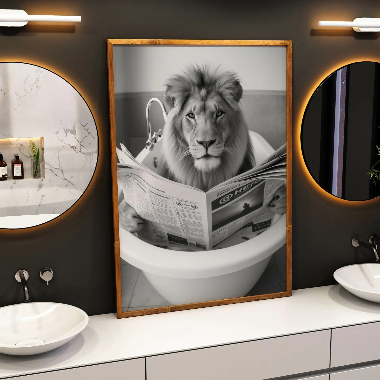 Plakat Lew we wannie 20x30cm