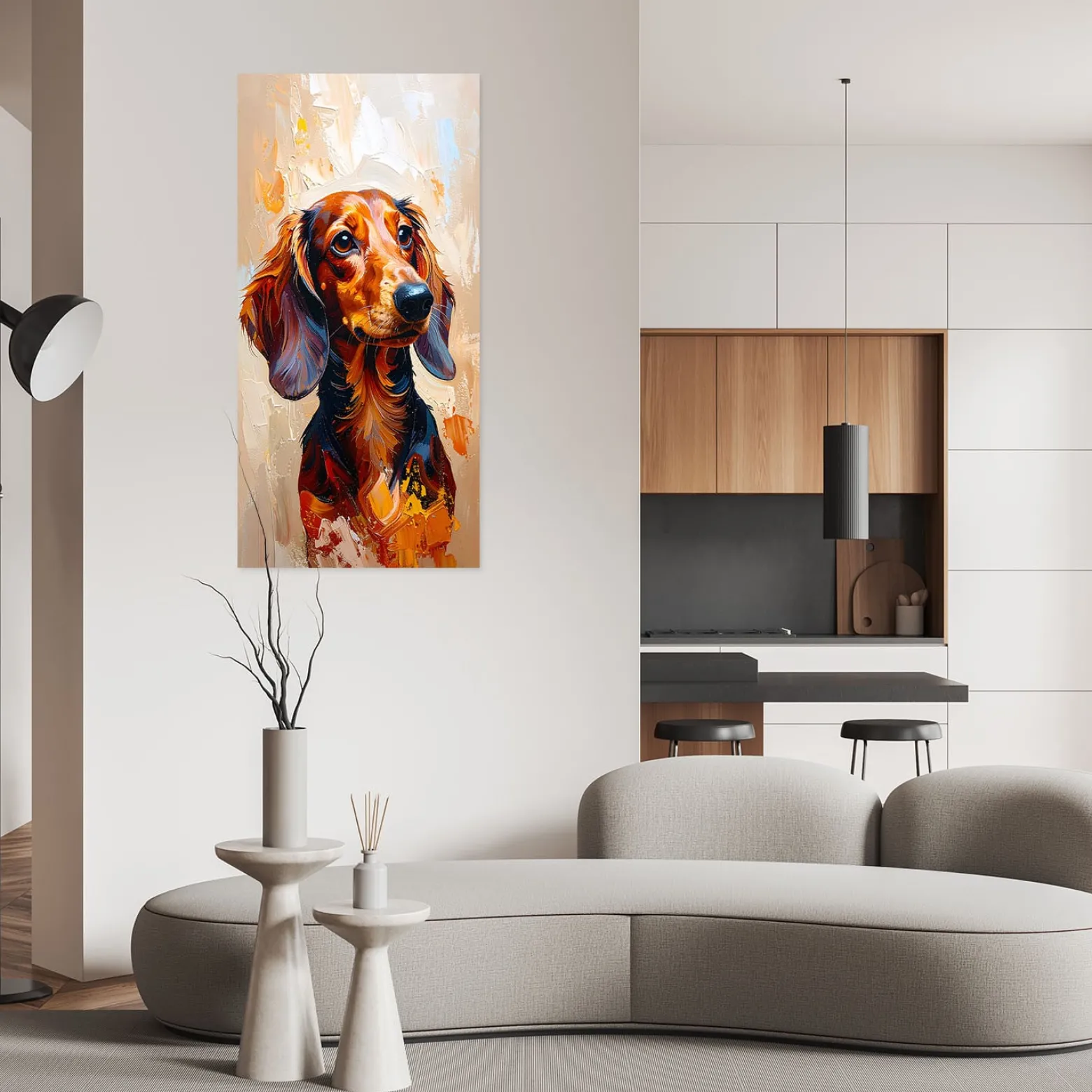 Plakat samoprzylepny do salonu Feeby Jamnik Brązowy Pies Zwierzę 40x80