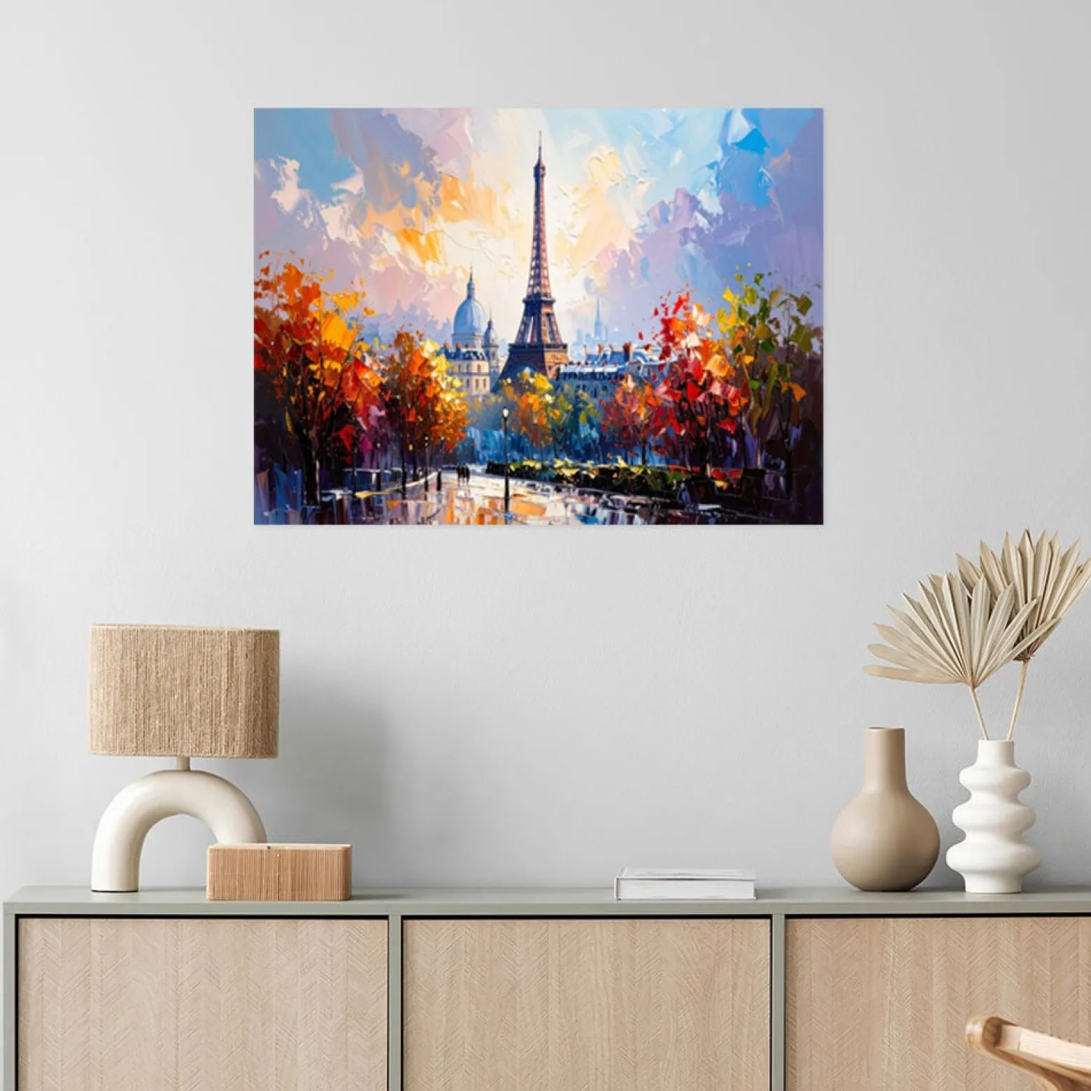 Plakat samoprzylepny do salonu Feeby Paryż Wieża Eiffla jak malowany 30x20