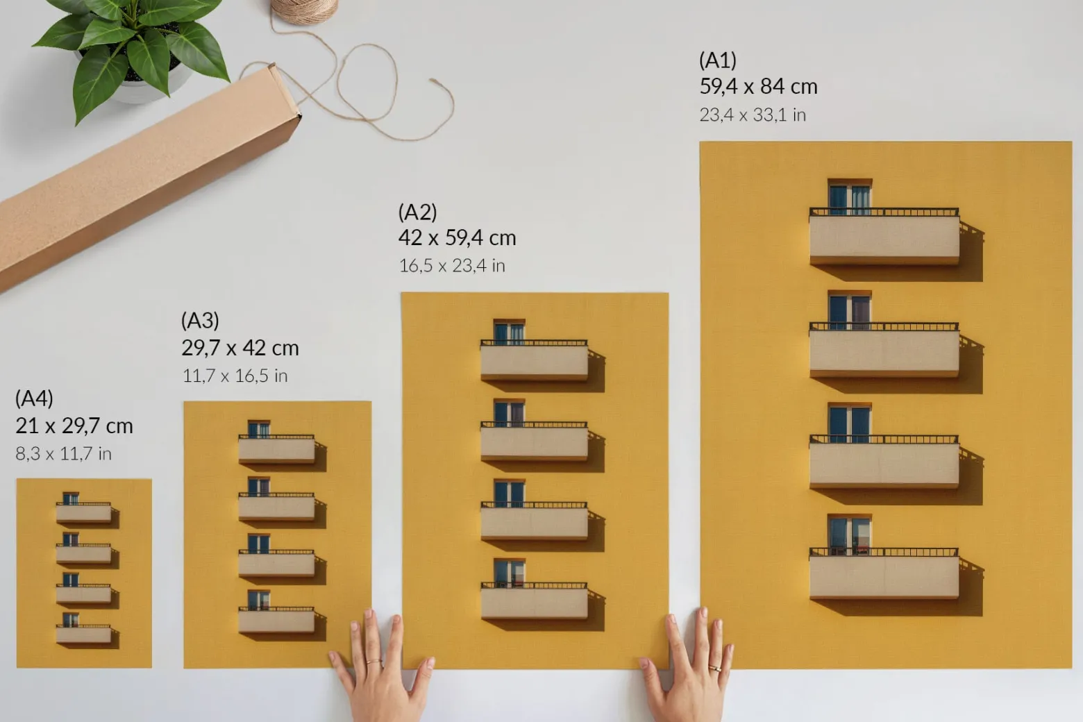 Plakaty canvas A4 Żółta fasada balkony minimalizm projektu El