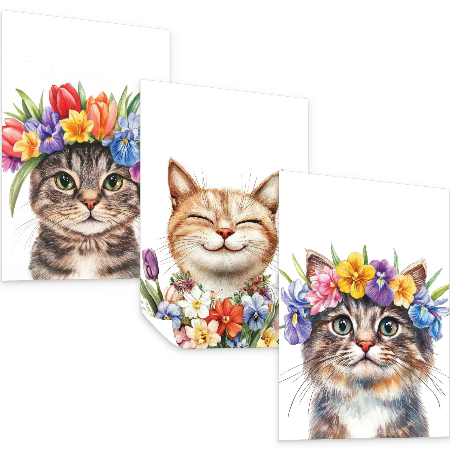 Plakaty Misie z kwiatami SET 3x A4