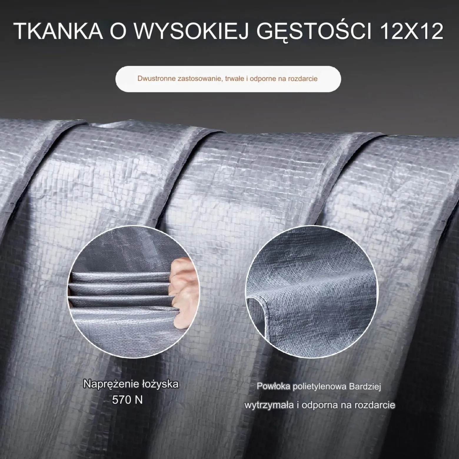 Plandeka gruba płachta mrozoodporna wodoodporna wzmacniana mocna 4.8x 6m
