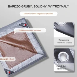 Plandeka gruba płachta mrozoodporna wodoodporna wzmacniana mocna 4.8x 6m