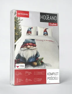 Pościel świąteczna Merry Christmas 160x200 kremowa