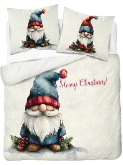 Pościel świąteczna Merry Christmas 160x200 kremowa
