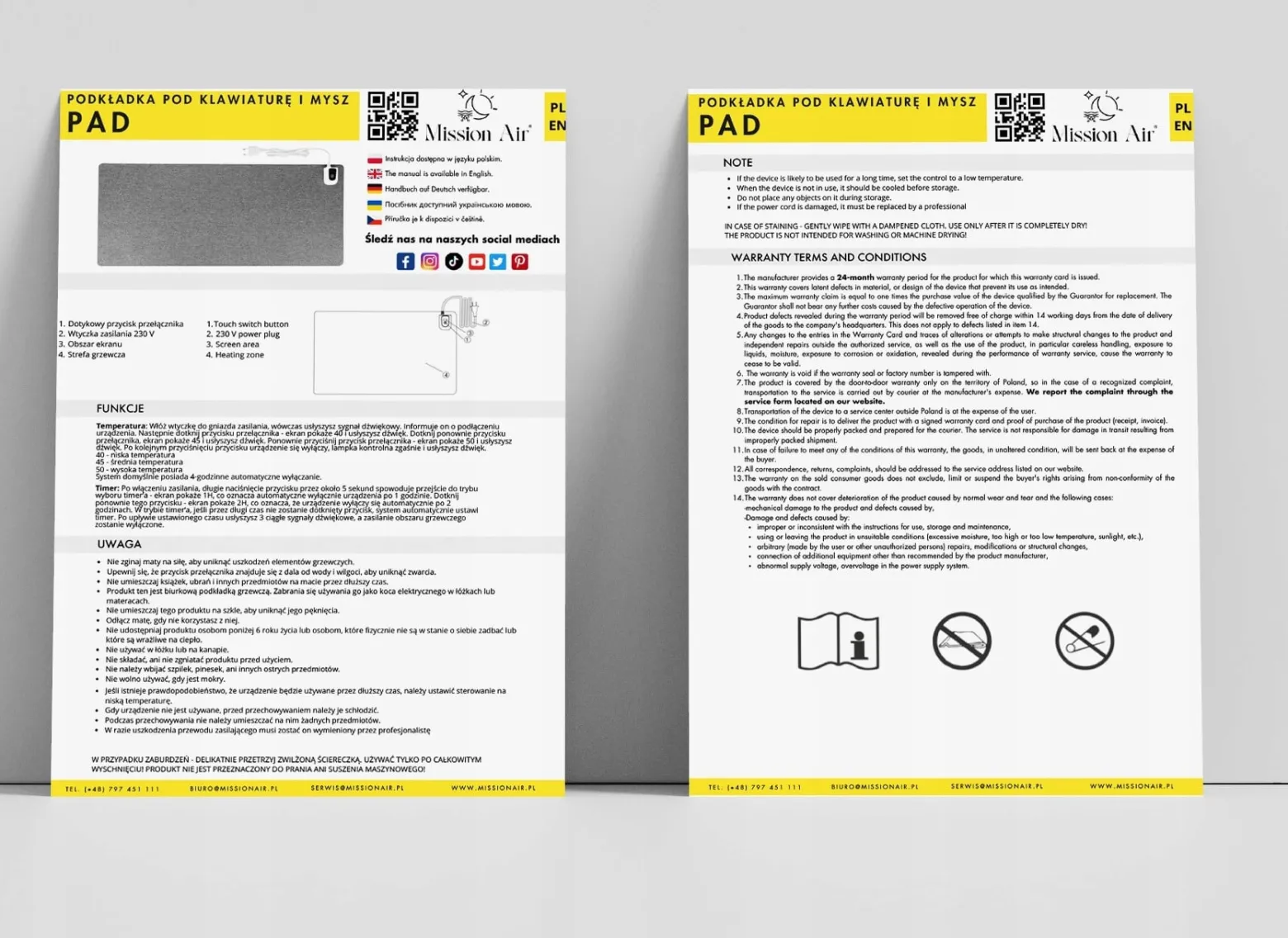 Podkładka podgrzewana na biurko DESK PAD 36x60cm Mission Air
