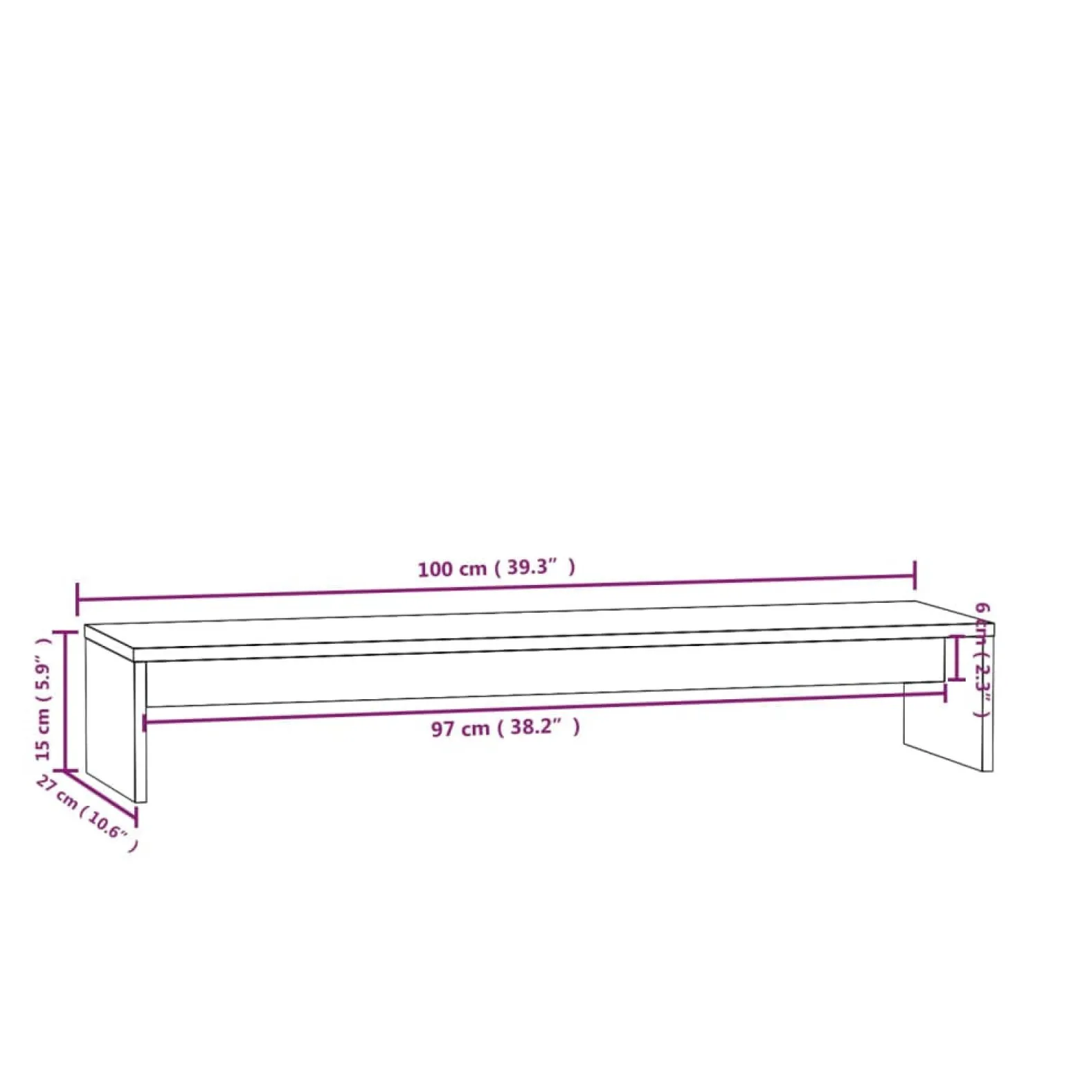 Podstawka na monitor lite drewno sosnowe 100x27x15 cm
