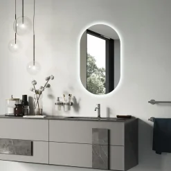 Podłużne Led Lustro Owal Do Sypialni Dekoracyjne 80x46 cm