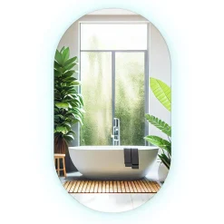 Podłużne Led Lustro Owal Do Sypialni Dekoracyjne 80x46 cm
