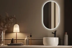 Podłużne Led Lustro Owal Do Sypialni Dekoracyjne 80x46 cm