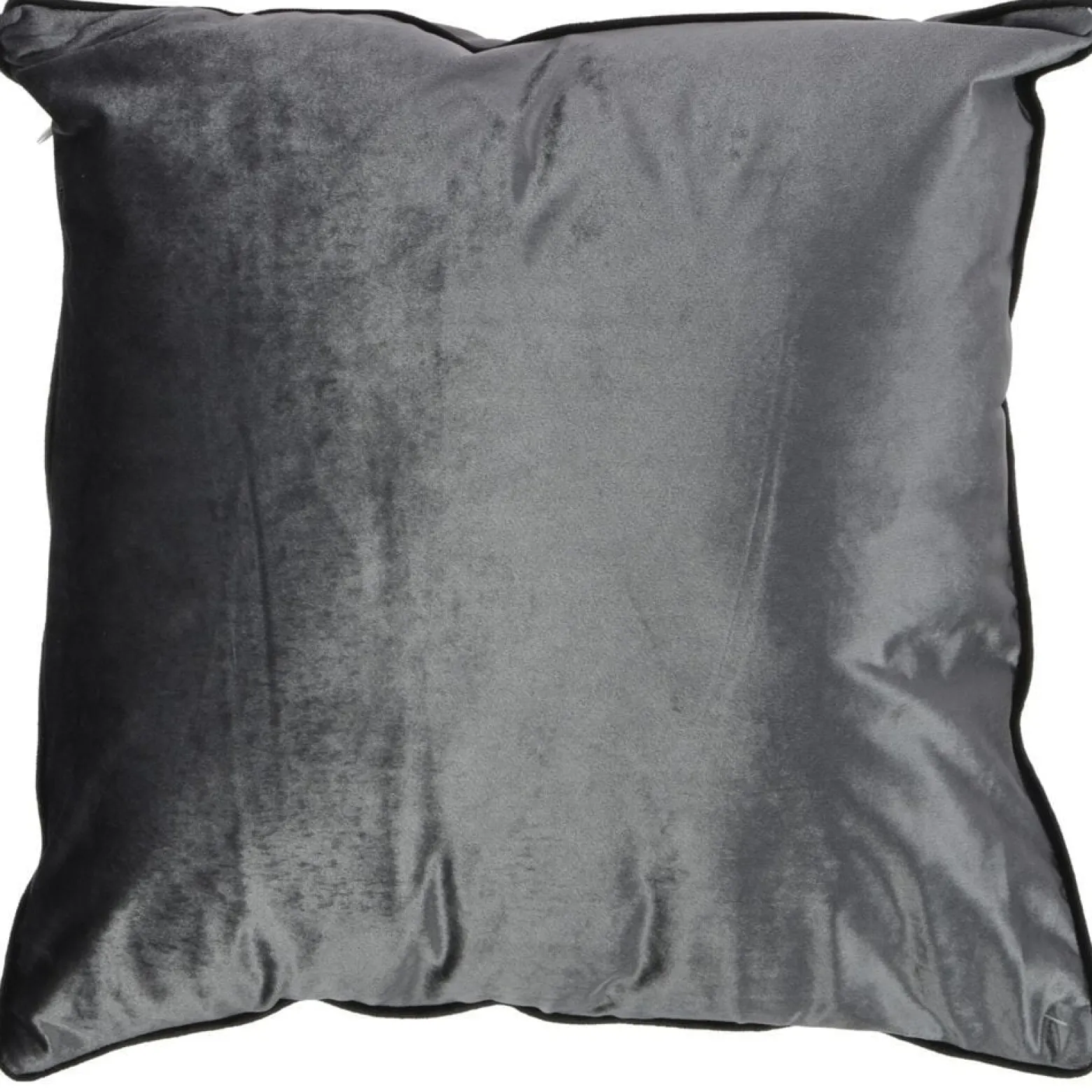 Poduszka dekoracyjna welurowa srebrna 45x45 cm glamour z lamówką na zamek