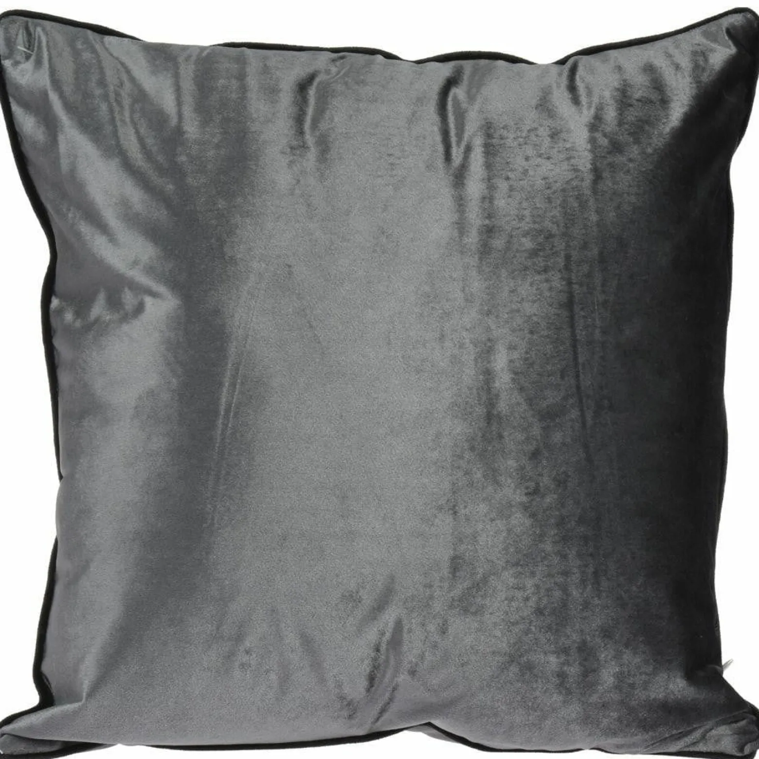 Poduszka dekoracyjna welurowa srebrna 45x45 cm glamour z lamówką na zamek
