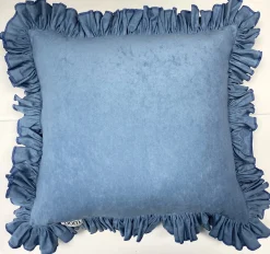 Poduszka Dekoracyjna Welurowa Z Ozdobną Falbanką Denim 50X50