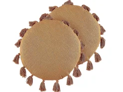 2 poduszki okrągłe frędzle 45 cm pomarańczowe