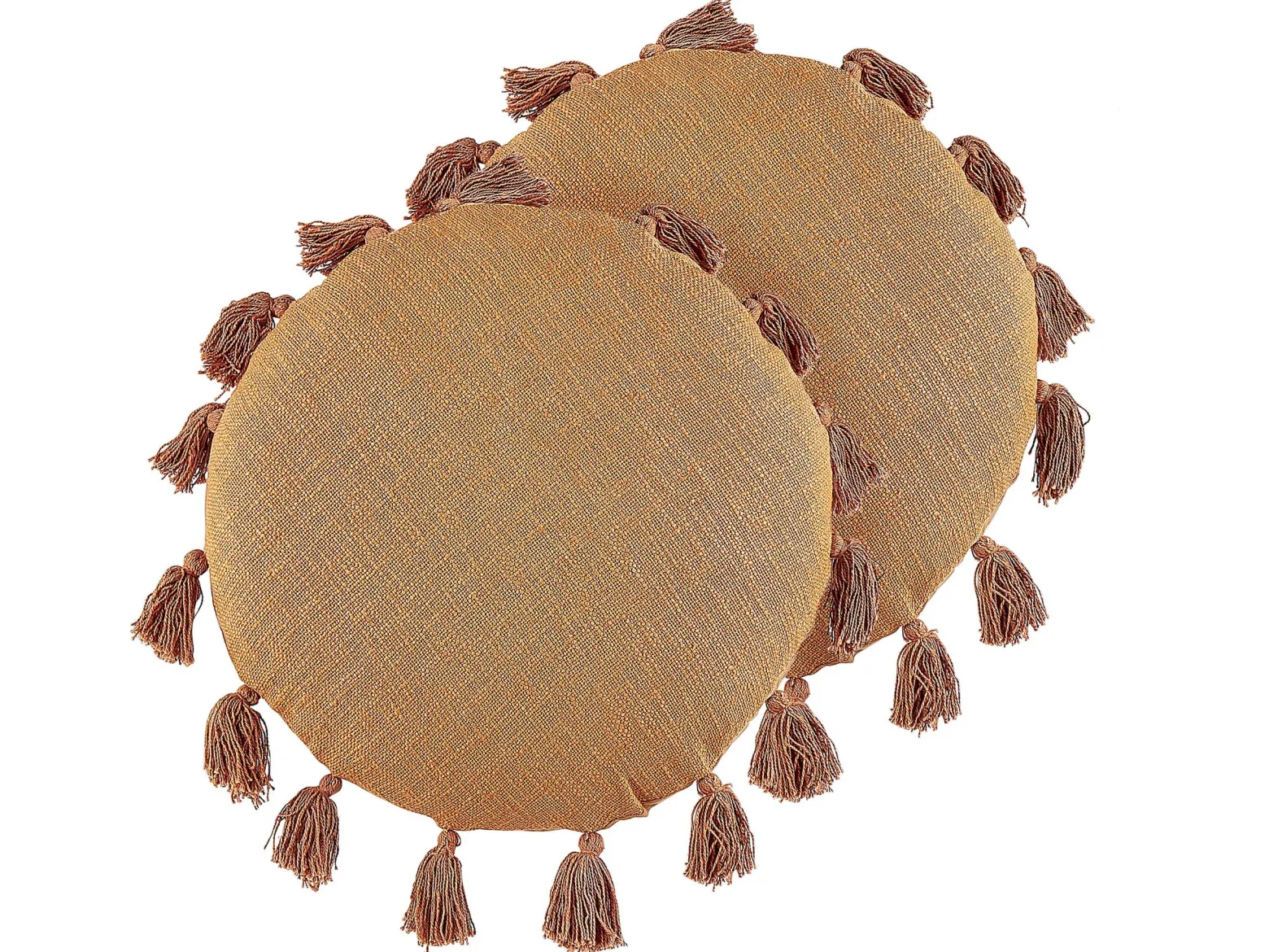 2 poduszki okrągłe frędzle 45 cm pomarańczowe