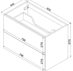 Podwieszana szafka pod umywalkę z szufladami 80 cm - Tivro