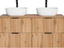 Podwójna Szafka ADEL OAK z umywalkami SMILE i blatem 120 cm