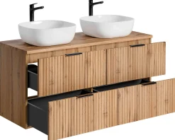 Podwójna Szafka ADEL OAK z umywalkami SMILE i blatem 120 cm