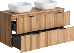 Podwójna Szafka ADEL OAK z umywalkami SMILE i blatem 120 cm
