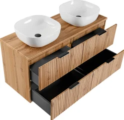 Podwójna Szafka ADEL OAK z umywalkami SMILE i blatem 120 cm