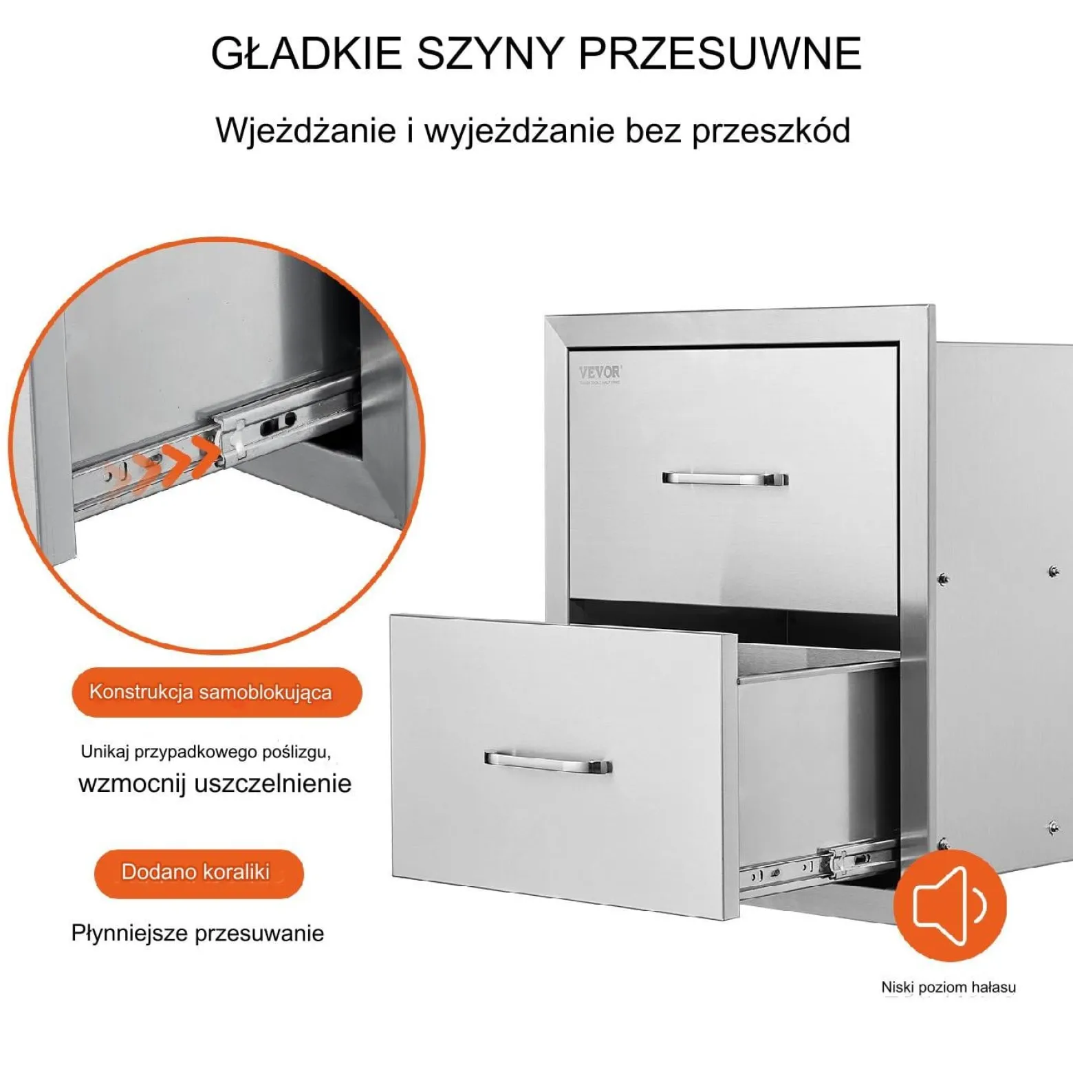 Podwójne Szuflady Kuchenne do Zabudowy – do Kuchni Zewnętrznych i Grilla