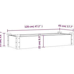 Podwyższona rabata Szary 120 x 45 x 25 cm Drewno vidaXL