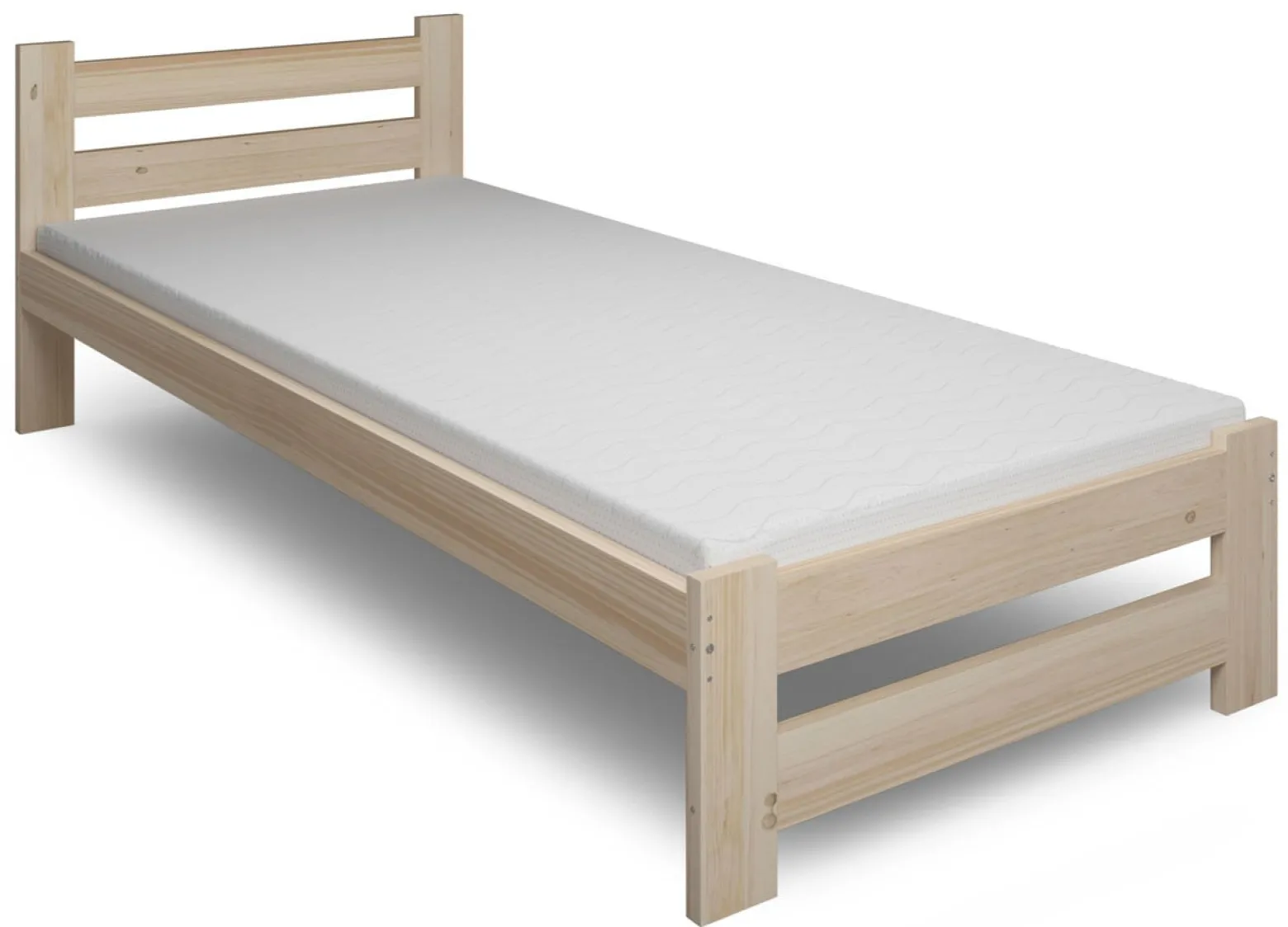 Pojedyncze łóżko drewniane z materacem 80x200 - Veero