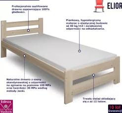 Pojedyncze łóżko drewniane z materacem 80x200 - Veero