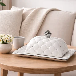 Pojemnik 21x15x10 Adore biały srebrny 04