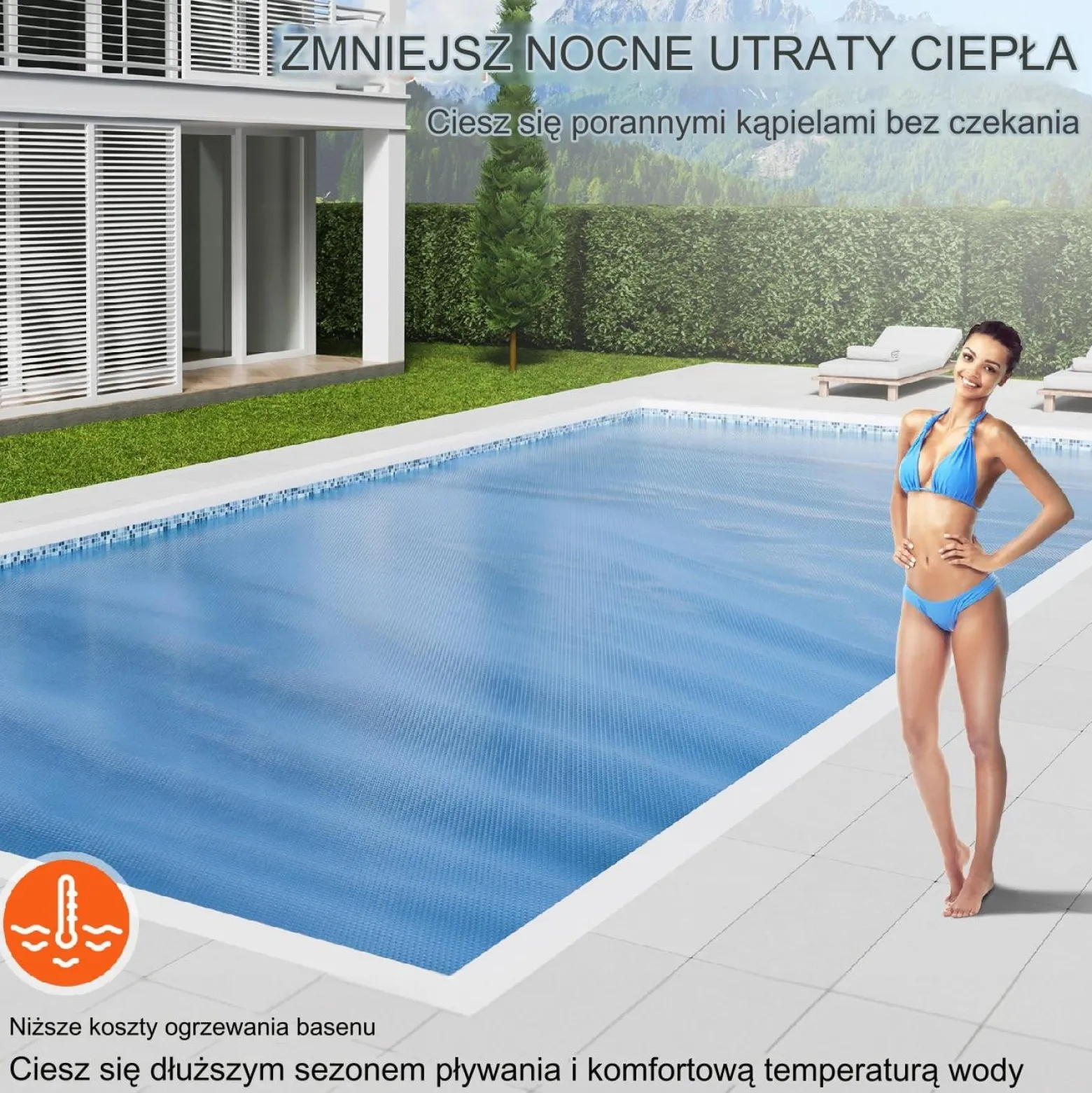 Pokrywa Solarna Mata Termiczna Osłona Przykrycie Basenu 10,97 m x 5,49 m