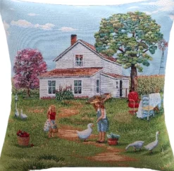 Poszewka na poduszkę jasiek 45x45 cm żakardowa dekoracyjna wiejski klimat