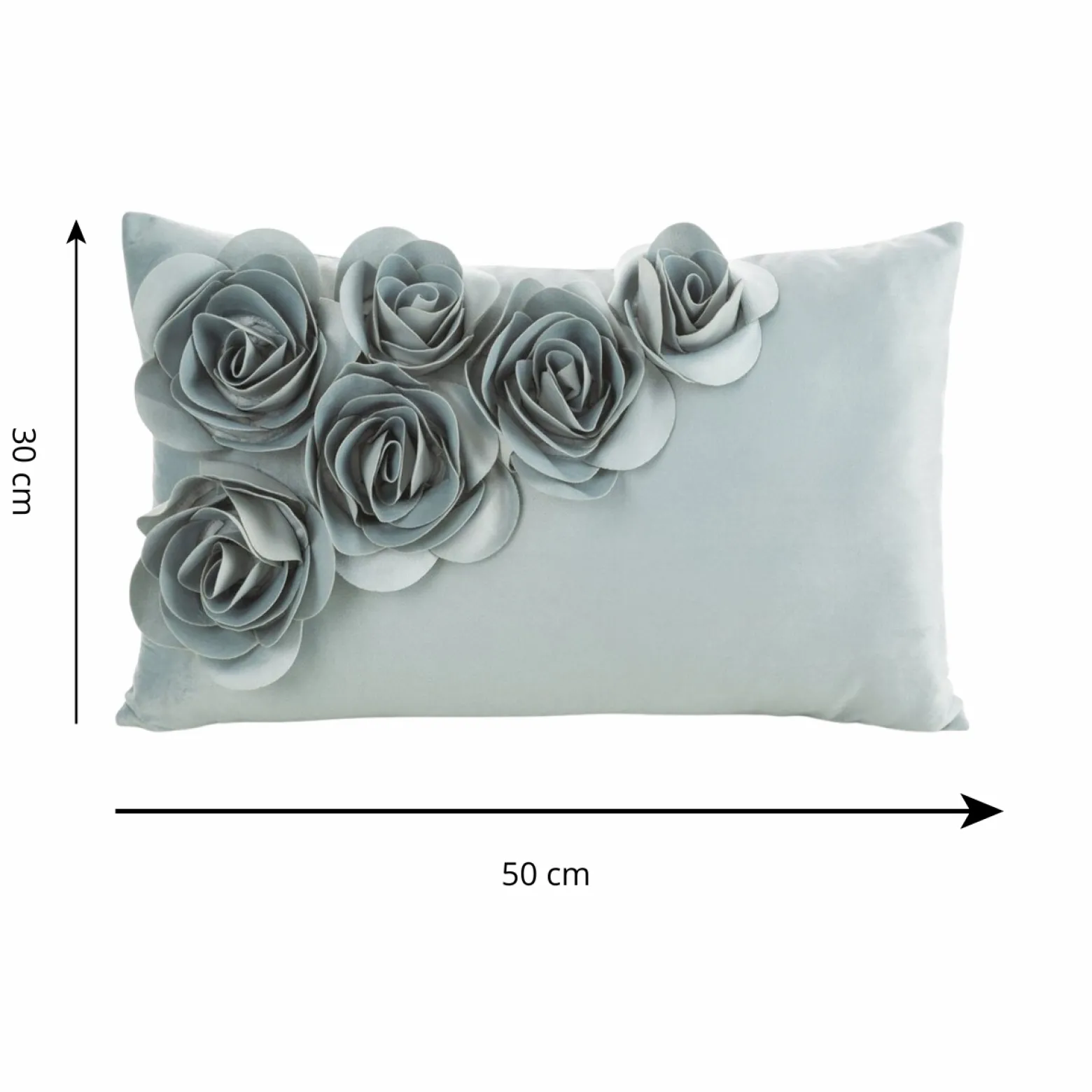 Poszewka dekoracyjna FLORES miętowa róże 3D 30x50 cm