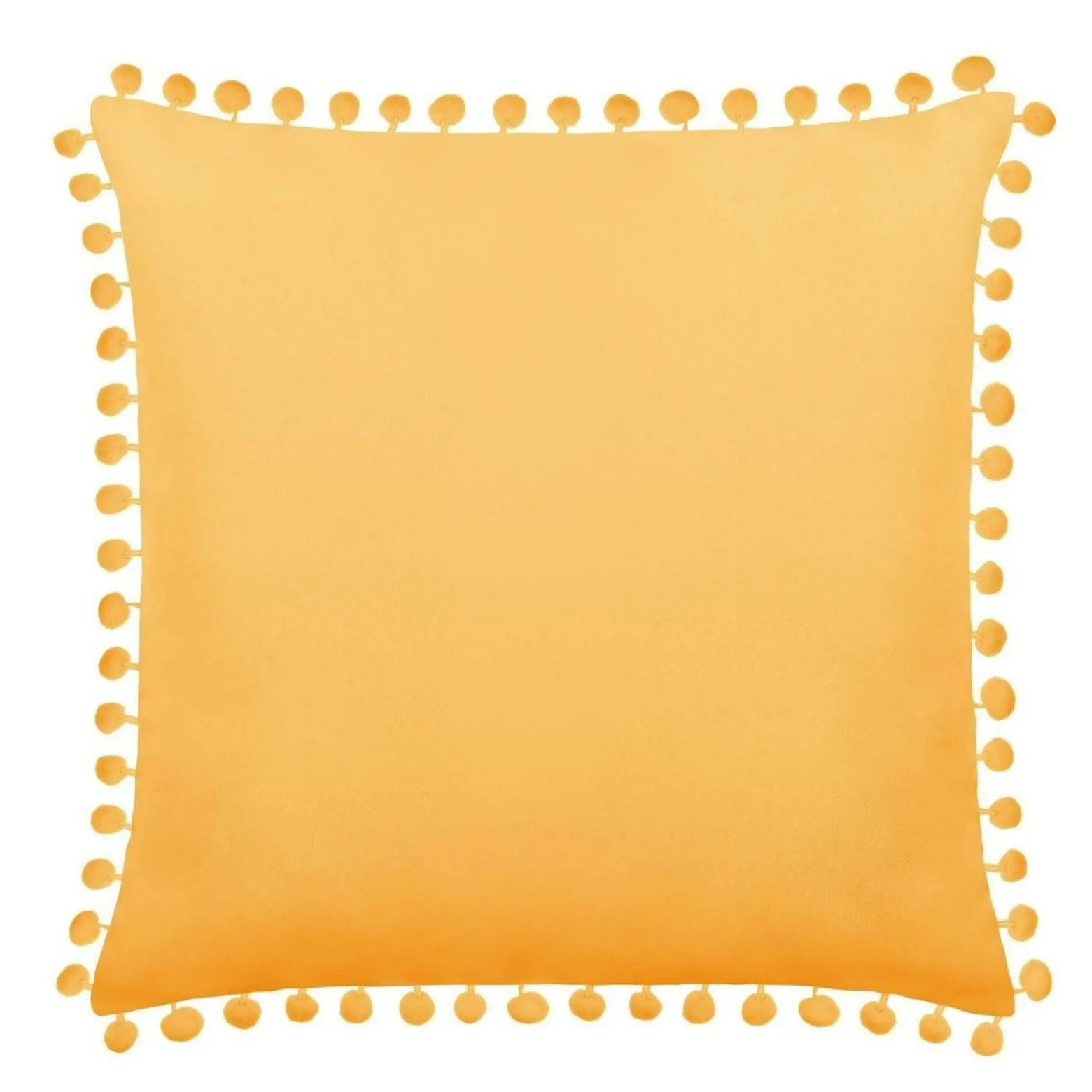 Poszewka 45x45 Fluffy musztardowa z pomponami