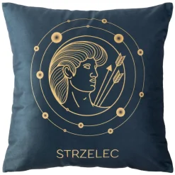 Poszewka 40x40 Zodiak Strzelec turkusowa ciemna welurowa