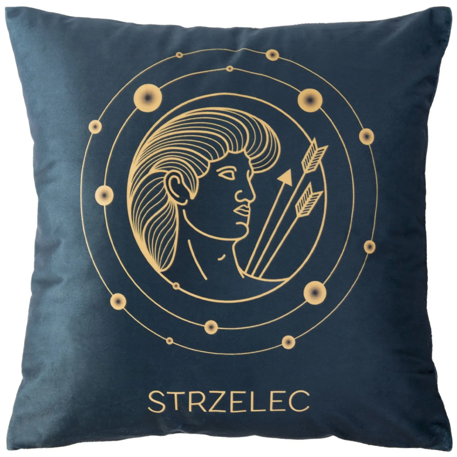 Poszewka 40x40 Zodiak Strzelec turkusowa ciemna welurowa