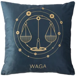 Poszewka 40x40 Zodiak Waga turkusowa ciemna welurowa