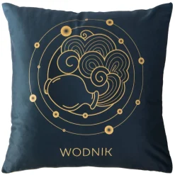 Poszewka 40x40 Zodiak Wodnik turkusowa ciemna welurowa