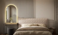 Półowalne nieregularne lustro łazienkowe 40x70 cm LED - ciepłe światło