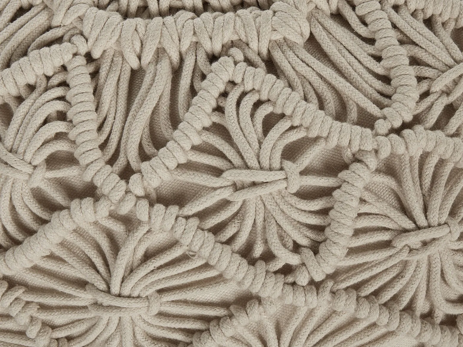 Puf otomana bawełniana boho beżowa okrągła