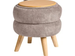 Puf ze schowkiem HAWLEY Szenil Beżowoszary 40 cm