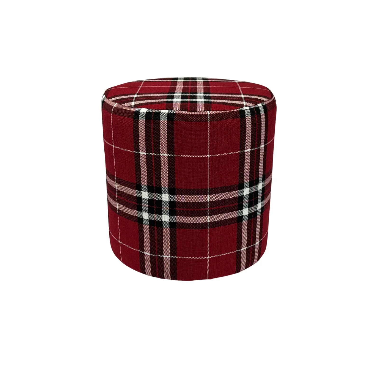 Pufa LOBOX plecionka 40x40 cm okrągła w kratę do salonu czerwona