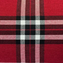 Pufa LOBOX plecionka 40x40 cm okrągła w kratę do salonu czerwona