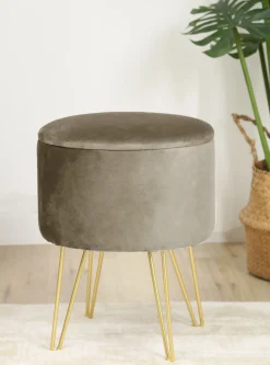 Pufa AKORD LILI welurowa otwierana kolor Beżowa 45 cm
