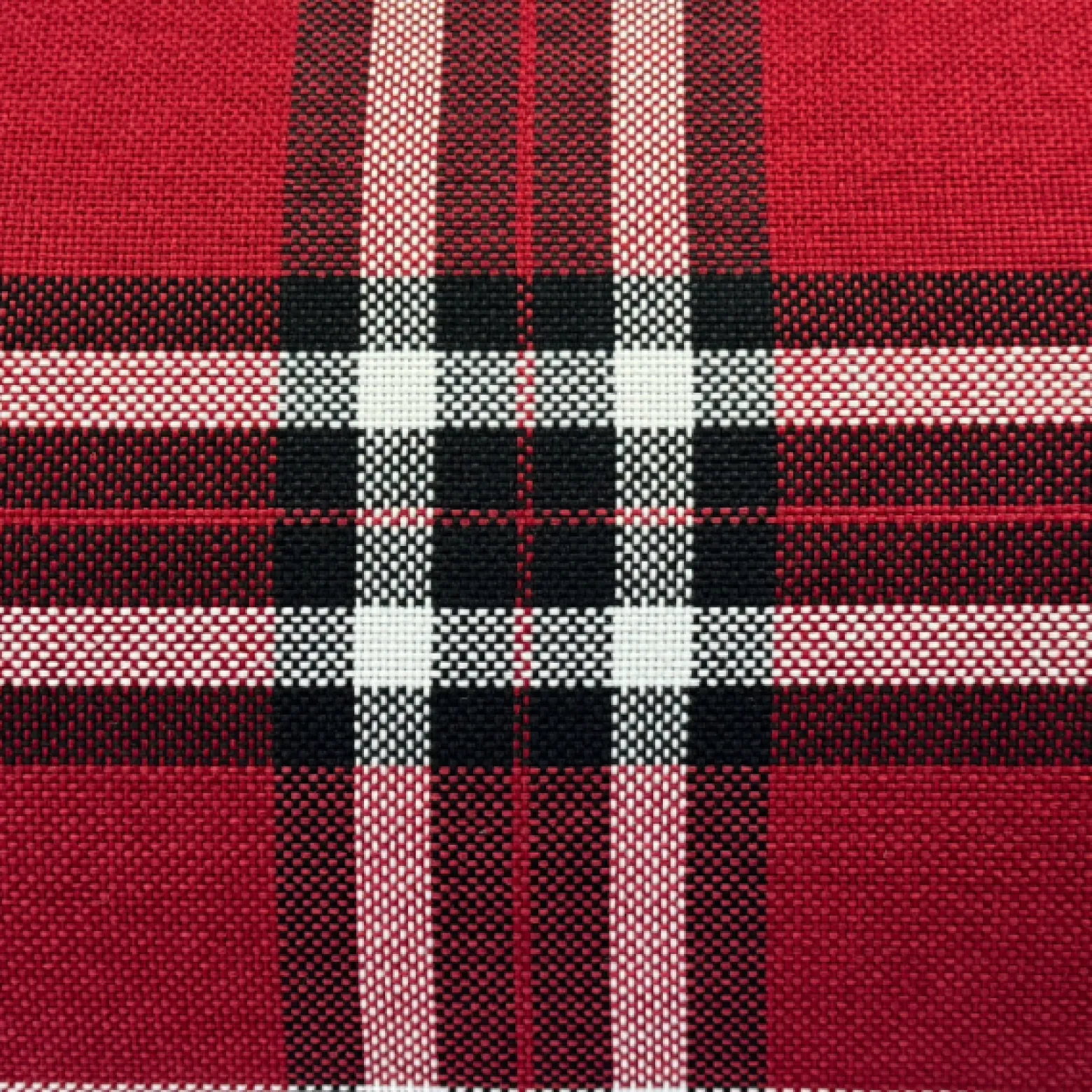 Pufa LOBOX plecionka 40x40 cm okrągła w kratę do salonu czerwona