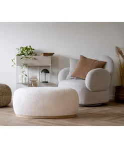PUFA Manhattan biała teddy OBŁY KSZTAŁT styl skandynawski