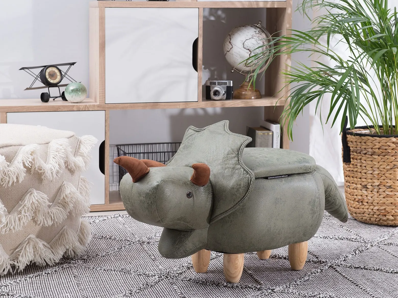 Pufa zwierzak ze schowkiem zielona TRICERATOPS