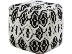 Puf boho 45 x 45 cm kwadrat czarno-biały