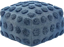 Puf otomana bawełna 50 x 50 x 35 cm niebieski