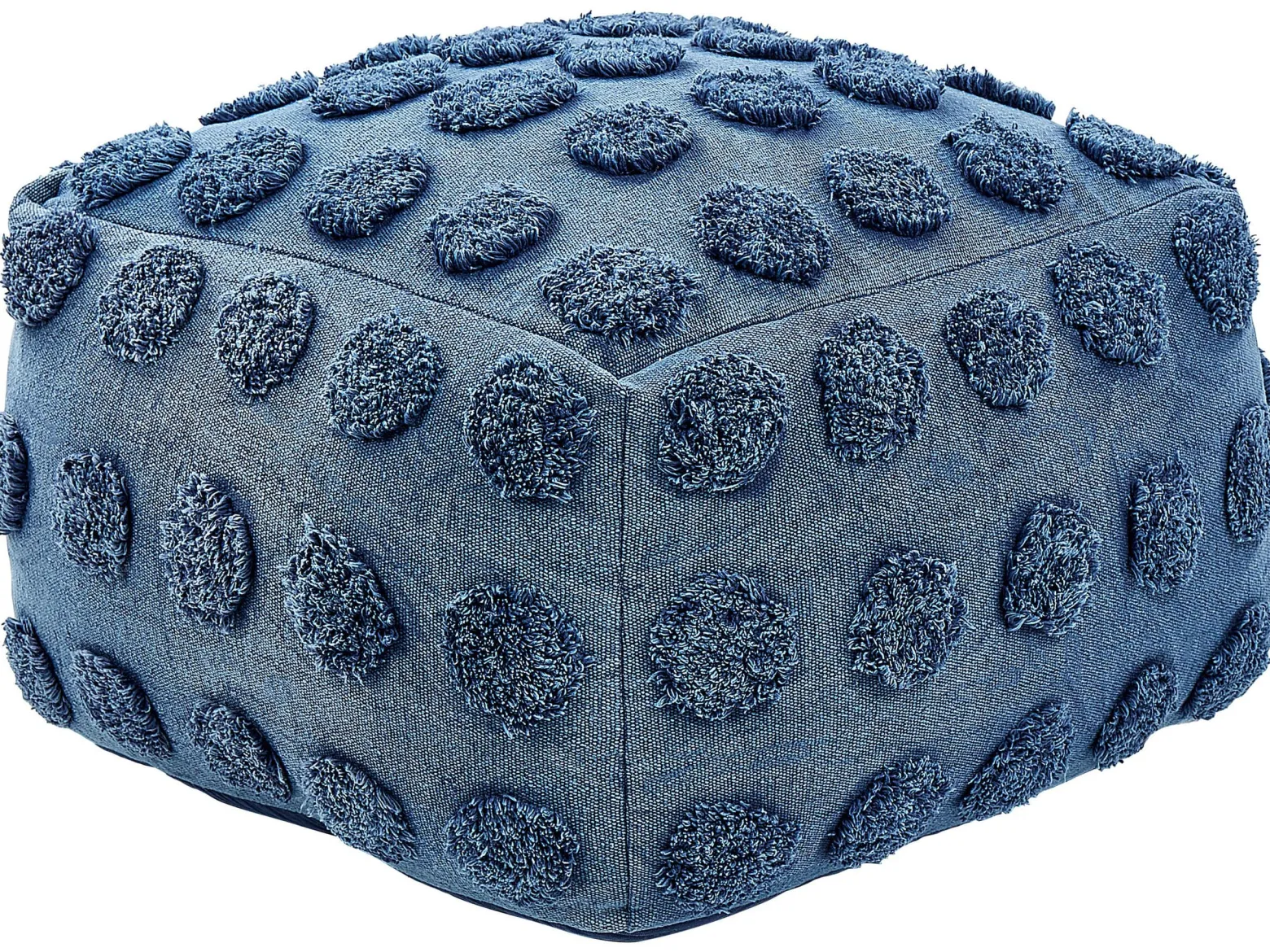 Puf otomana bawełna 50 x 50 x 35 cm niebieski